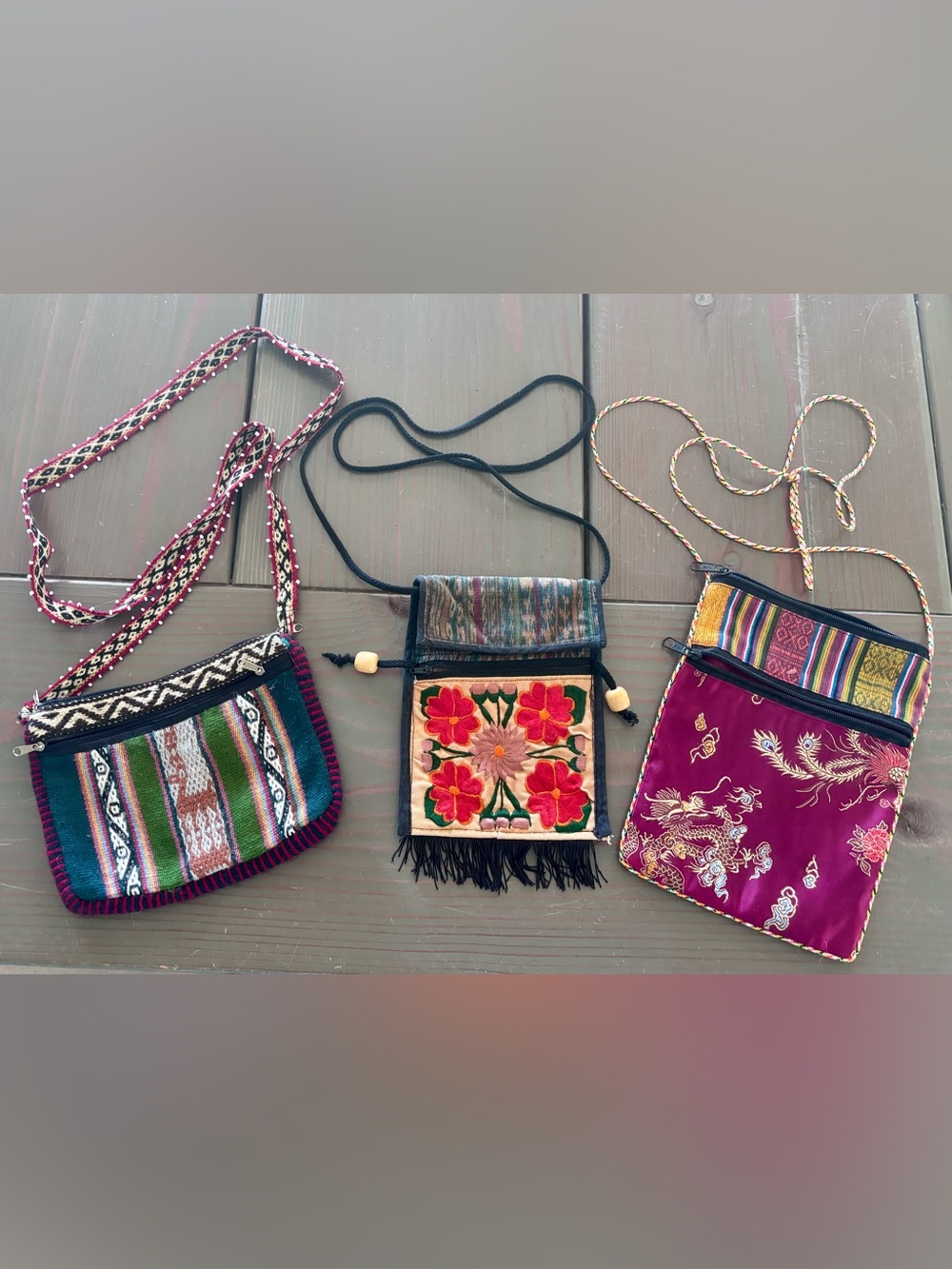 3 Boho Handcrafted Embroidered Crossbody Bags